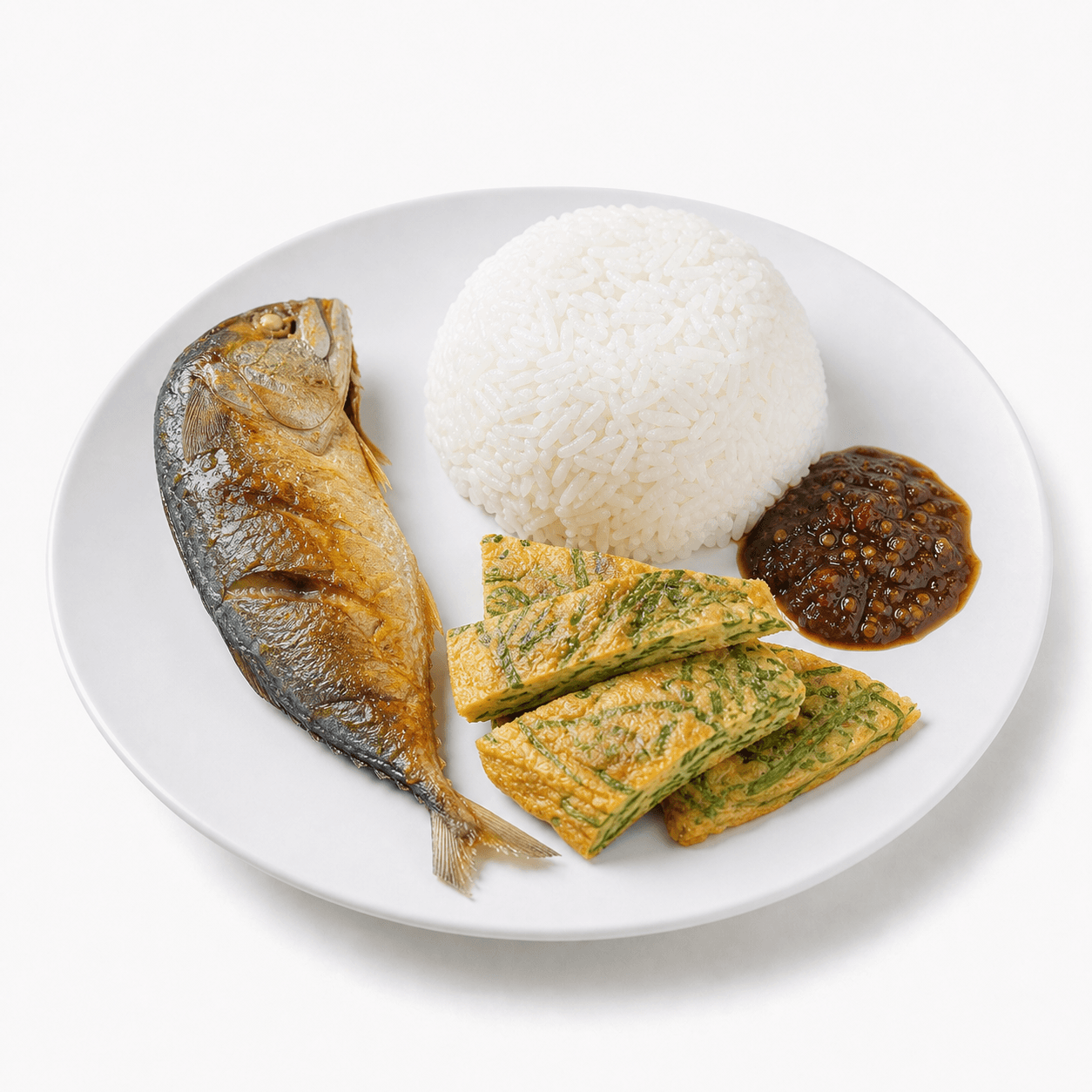 ข้าวน้ำพริกกะปิปลาทูไข่ชะอม (ไม่รวมไข่ดาว)