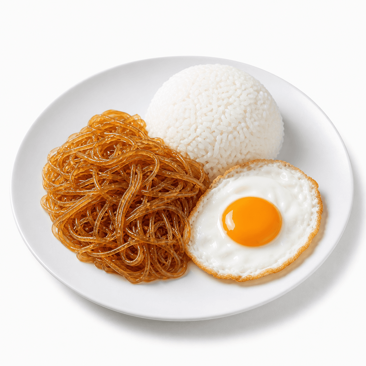 ข้าวราดผัดวุ้นเส้น + ไข่ดาว