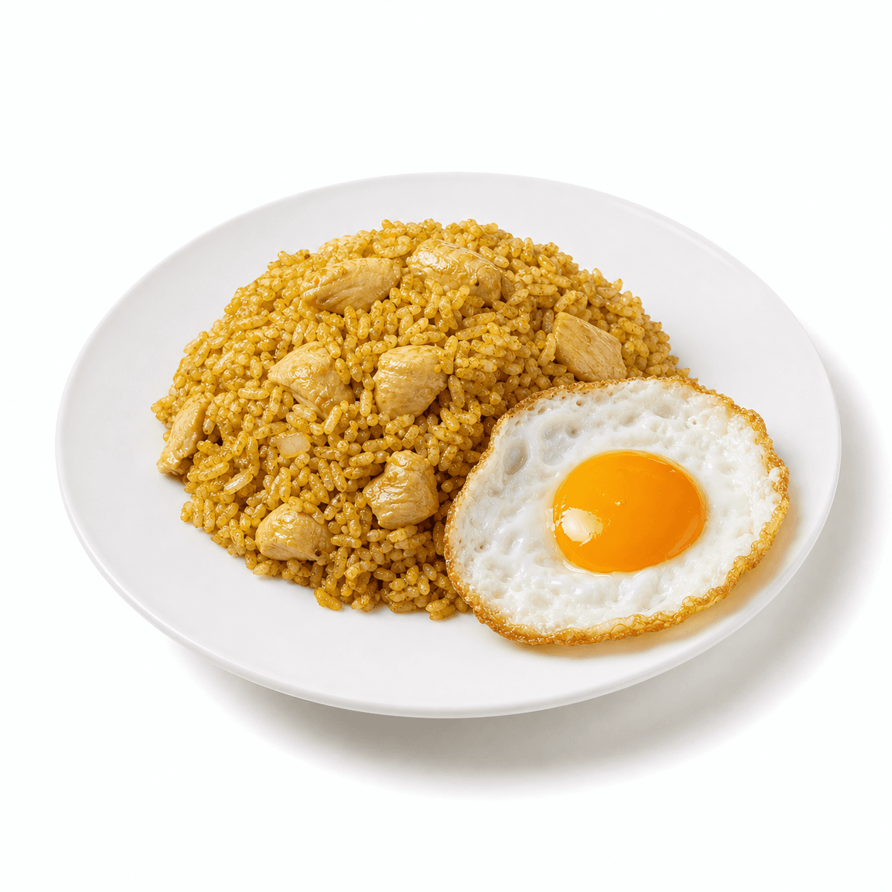 ข้าวผัดผงกะหรี่ไก่ + ไข่ดาว
